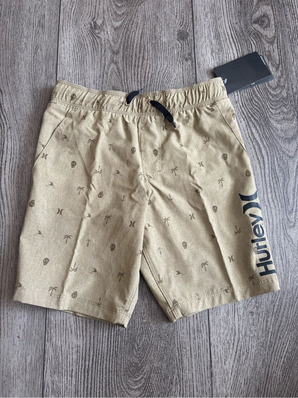 Hurley boys Tan Printed Elastic-Waist Shorts